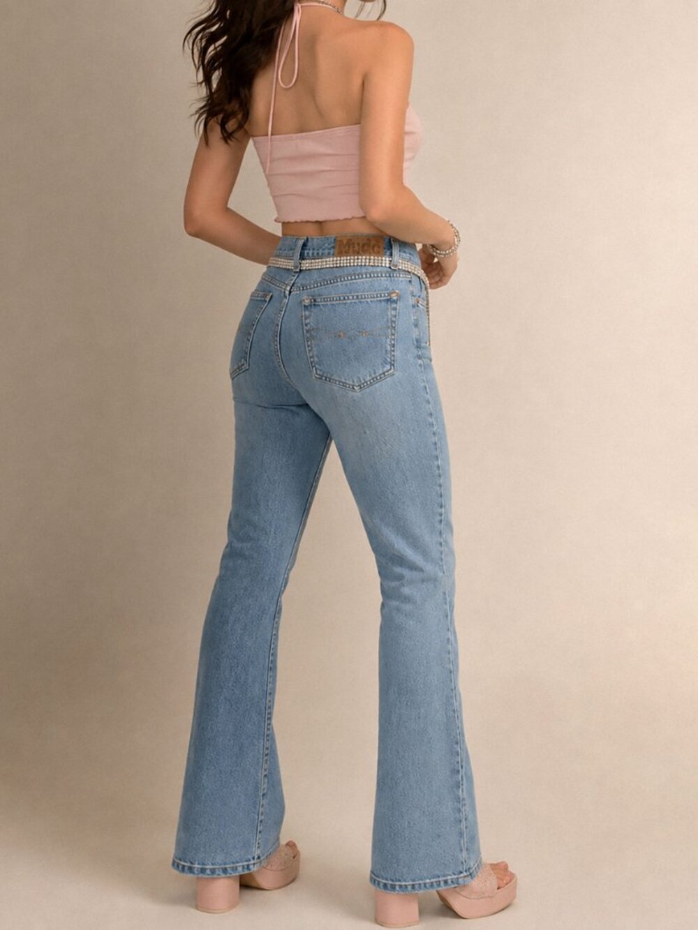 VTG 90s Mudd Jeans Flared Leg Button Fly Size 9 Y2K Light Wash Denim Beat Gen